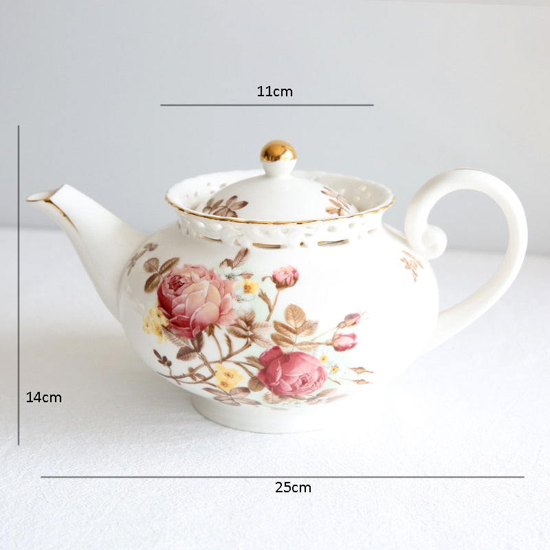 Porcelain Rose Teapot, Cup and Saucer