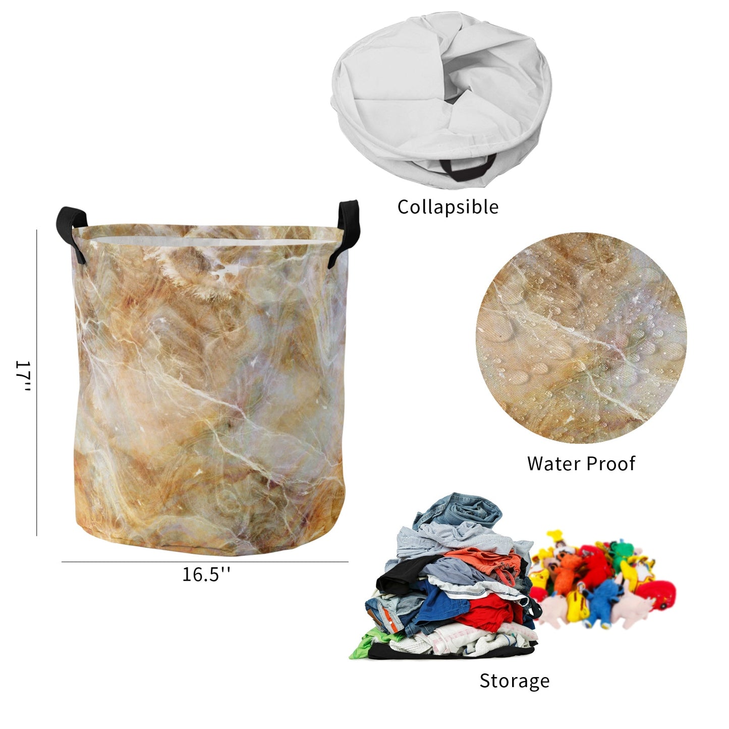 Marble Foldable Laundry Basket