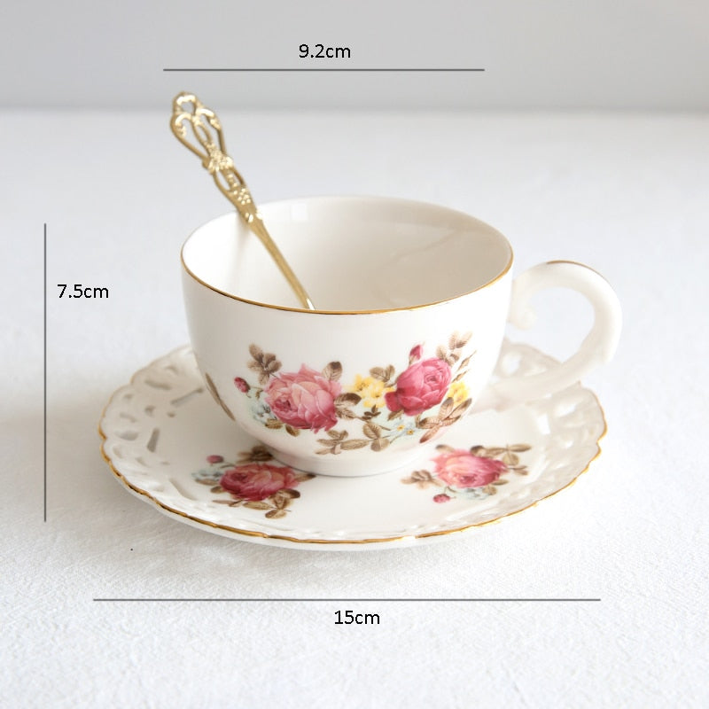 Porcelain Rose Teapot, Cup and Saucer