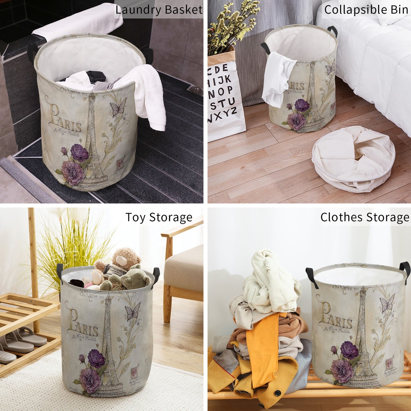 Eiffel Tower Folding Laundry Basket