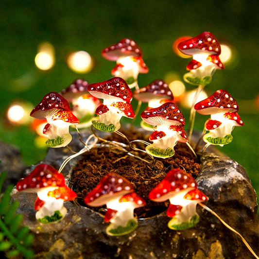 LED Mushroom Fairy Lights. For outdoor use