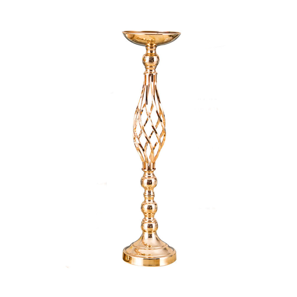 Golden candlestick centerpiece, twist design, large