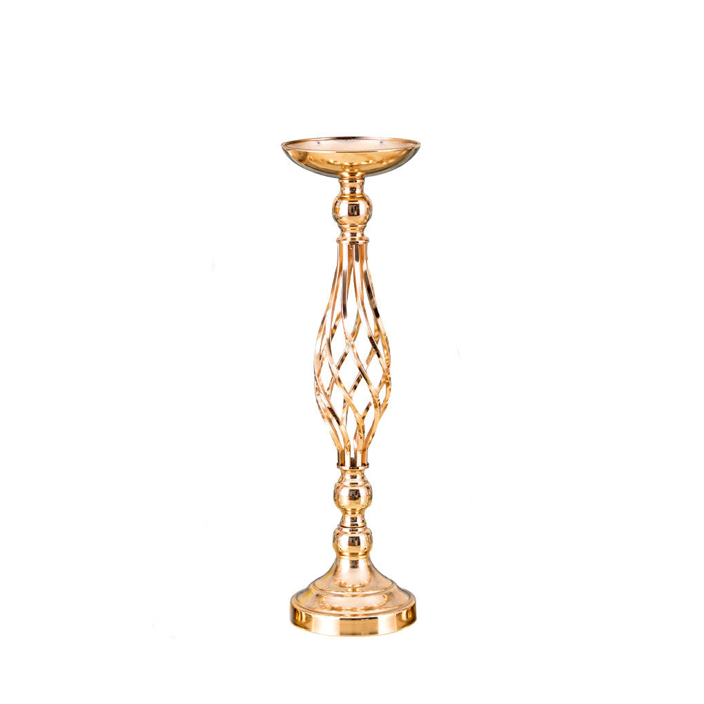 Golden candlestick centerpiece, twist design, medium