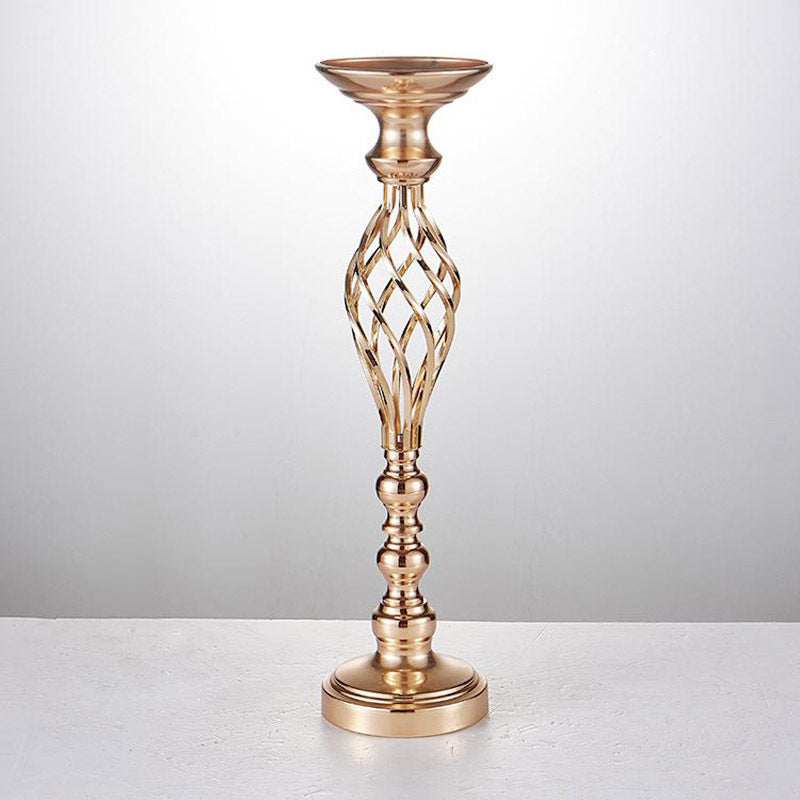 Golden candlestick centerpiece, twist design