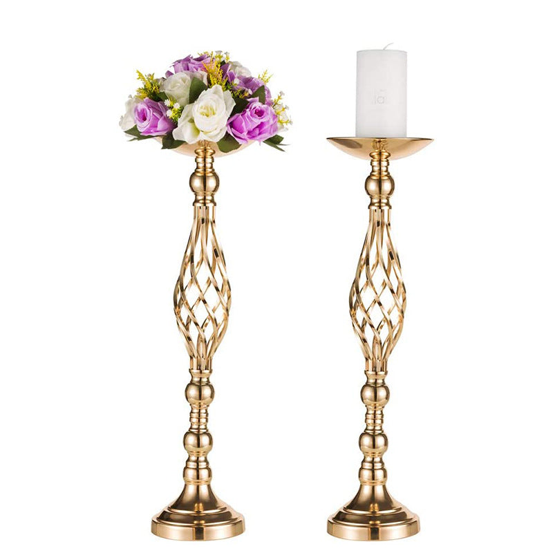 Golden candlestick centerpiece, twist design