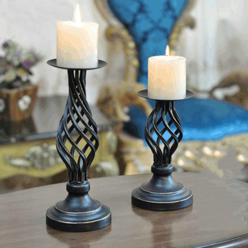 Countertop distressed metal rustic candlestick holder