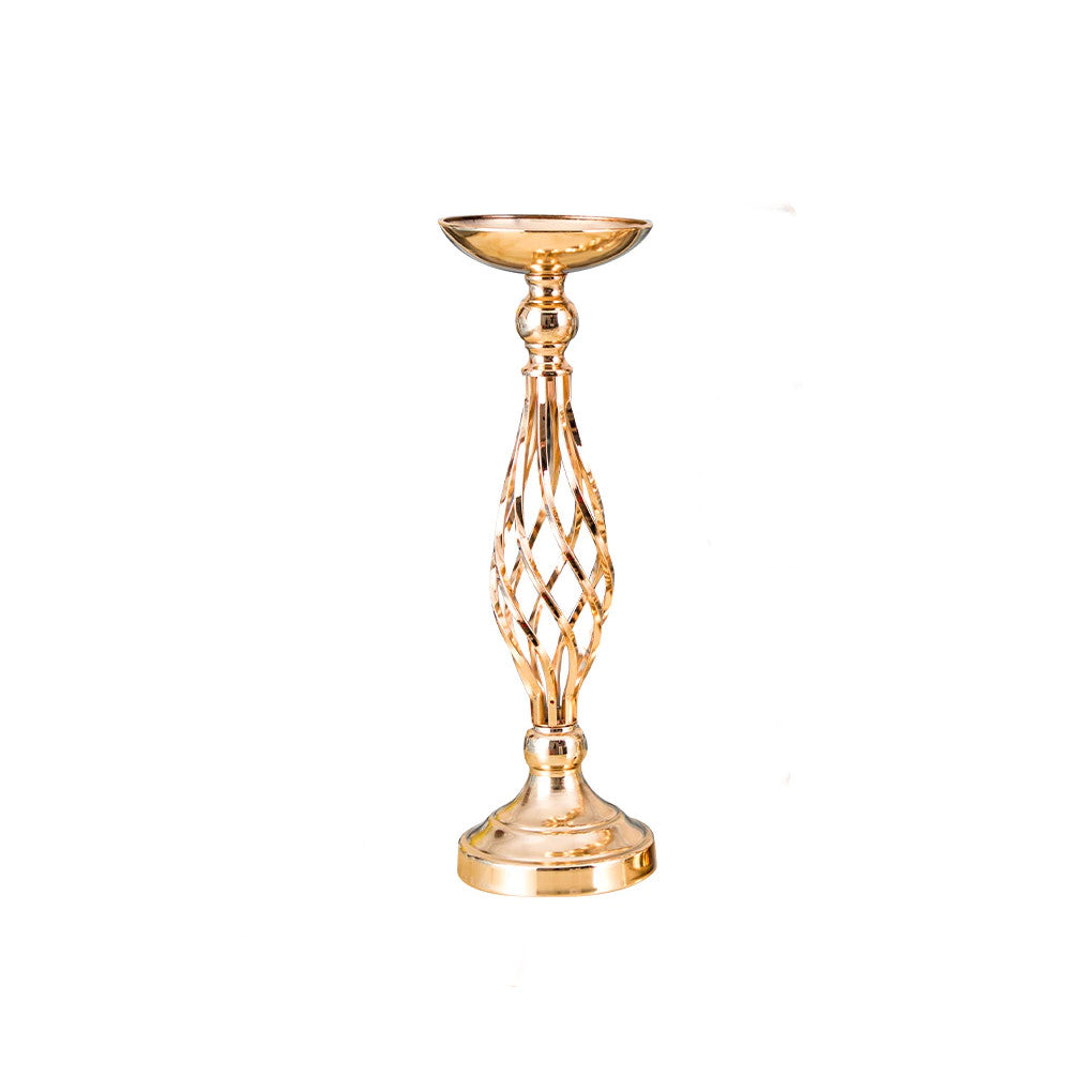 Golden candlestick centerpiece, twist design, small 